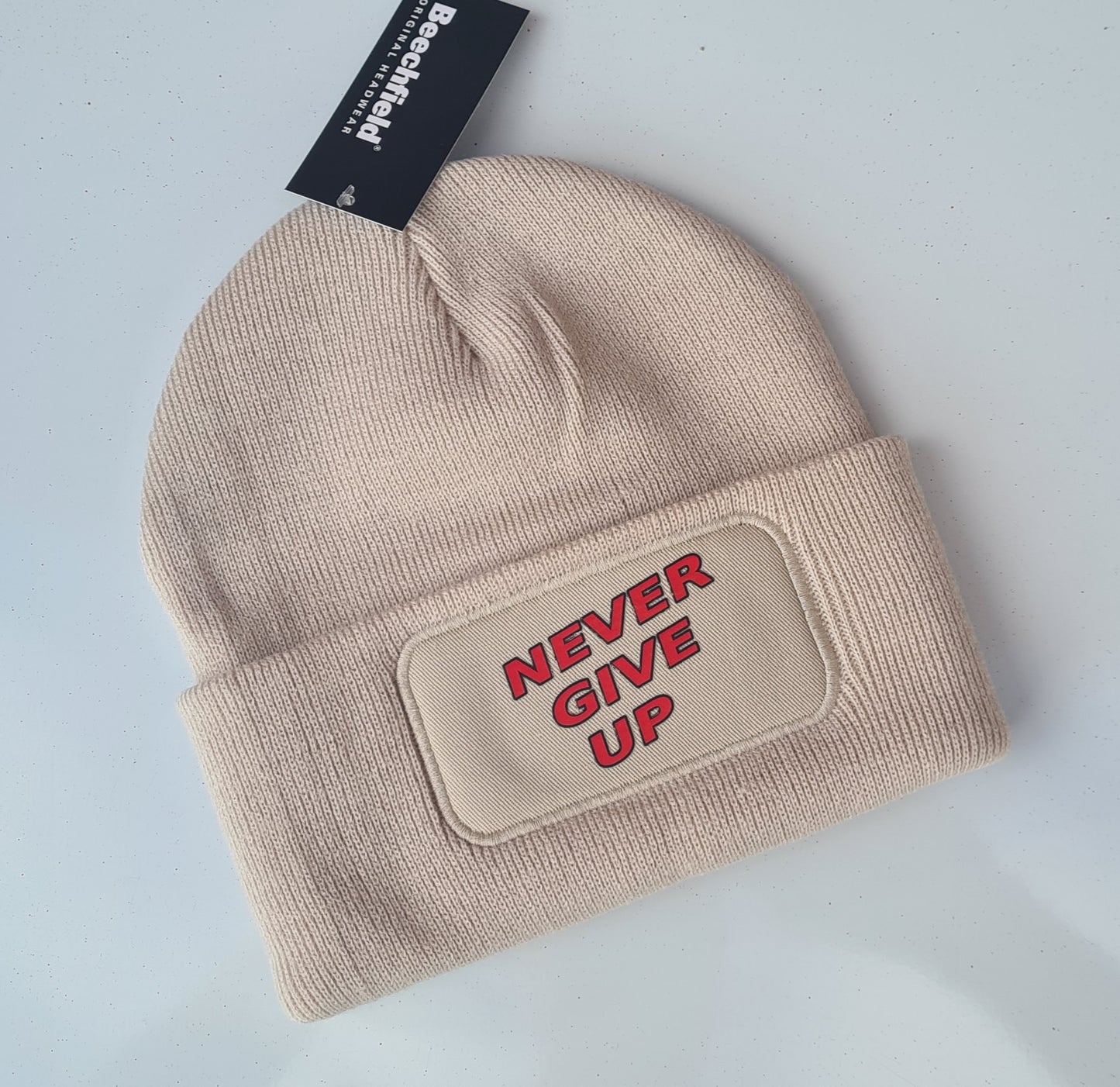 Never Give UP Sand Patch Beanie