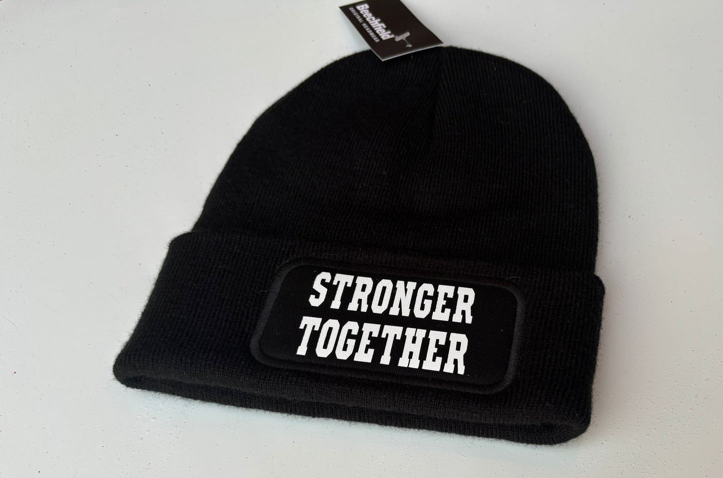 Stronger Together Black Patch Beanie