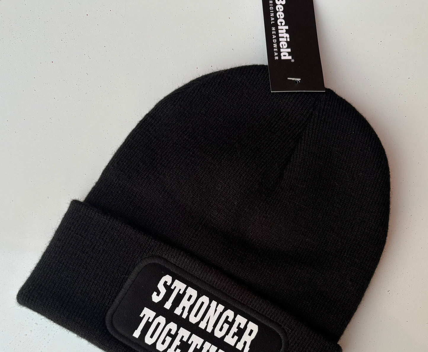 Stronger Together Black Patch Beanie