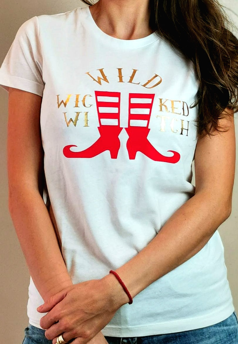 Wild Wicked Witch Halloween Ladies T-shirt
