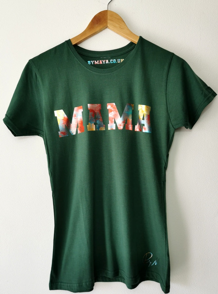 MAMA with Floral Vinyl T-Shirt