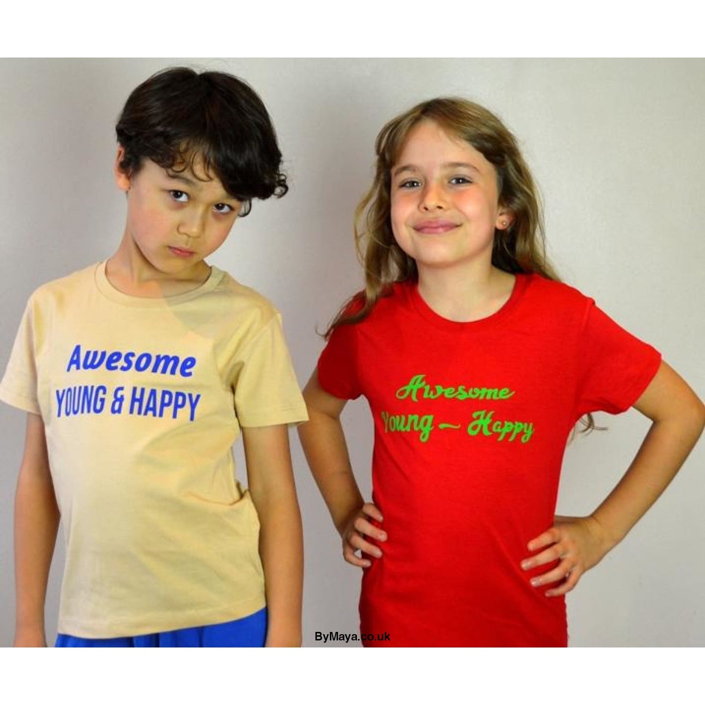 Awesome Young and Happy girls personalised Organic cotton T-shirt - bymaya.co.uk