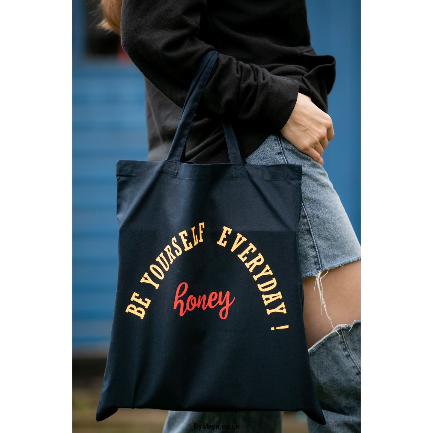 Be yourself Everyday Honey Personalised Black Bag For Life -