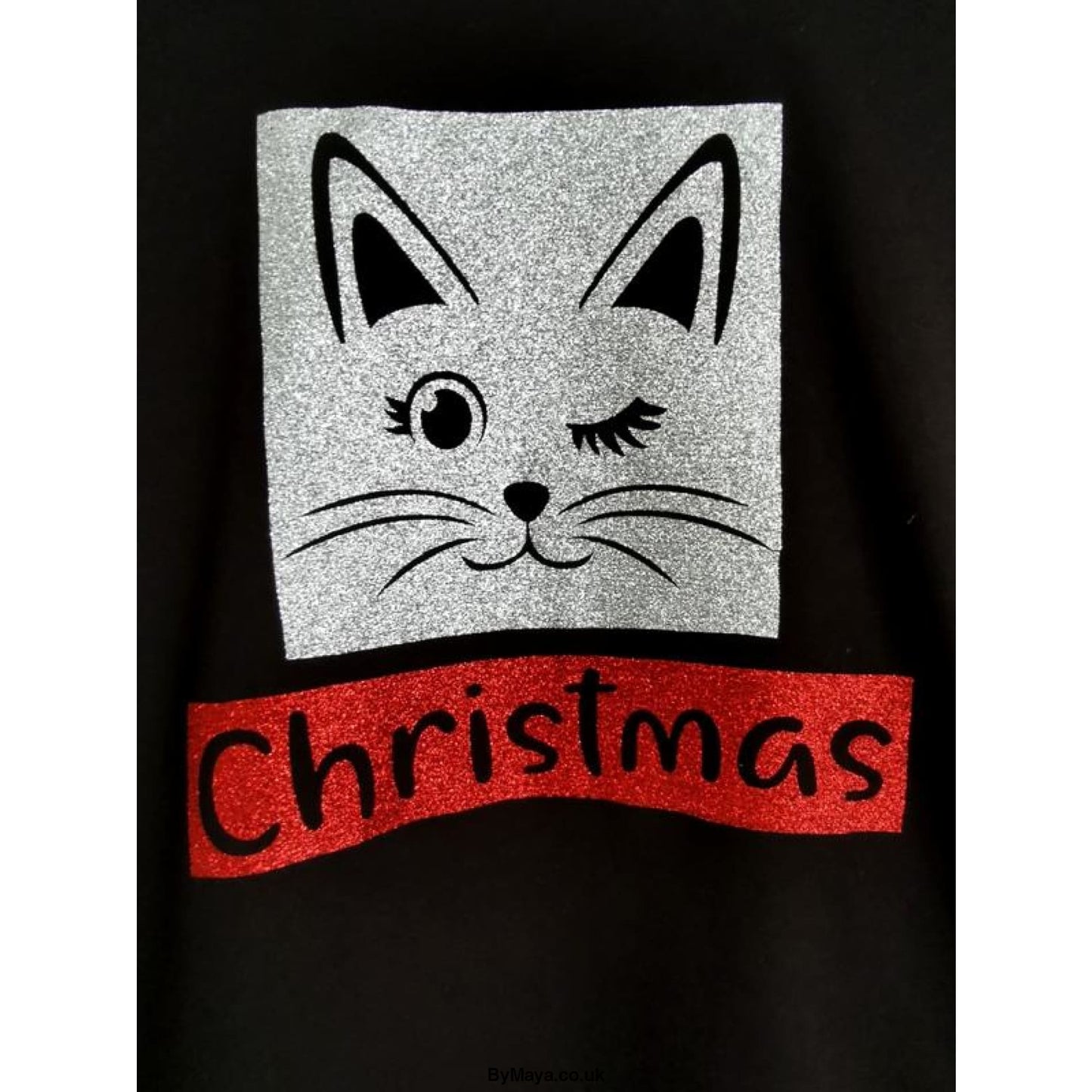Christmas in Cat Style Personalised message on a Long Sleeve HD T-Shirt - bymaya.co.uk