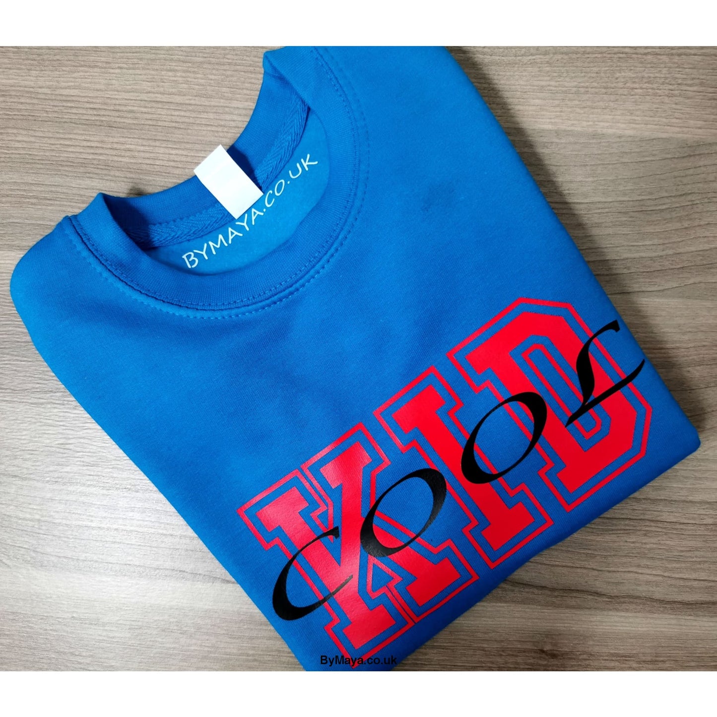 Cool KID Personalised text on a Sapphire Blue Sweatshirt -