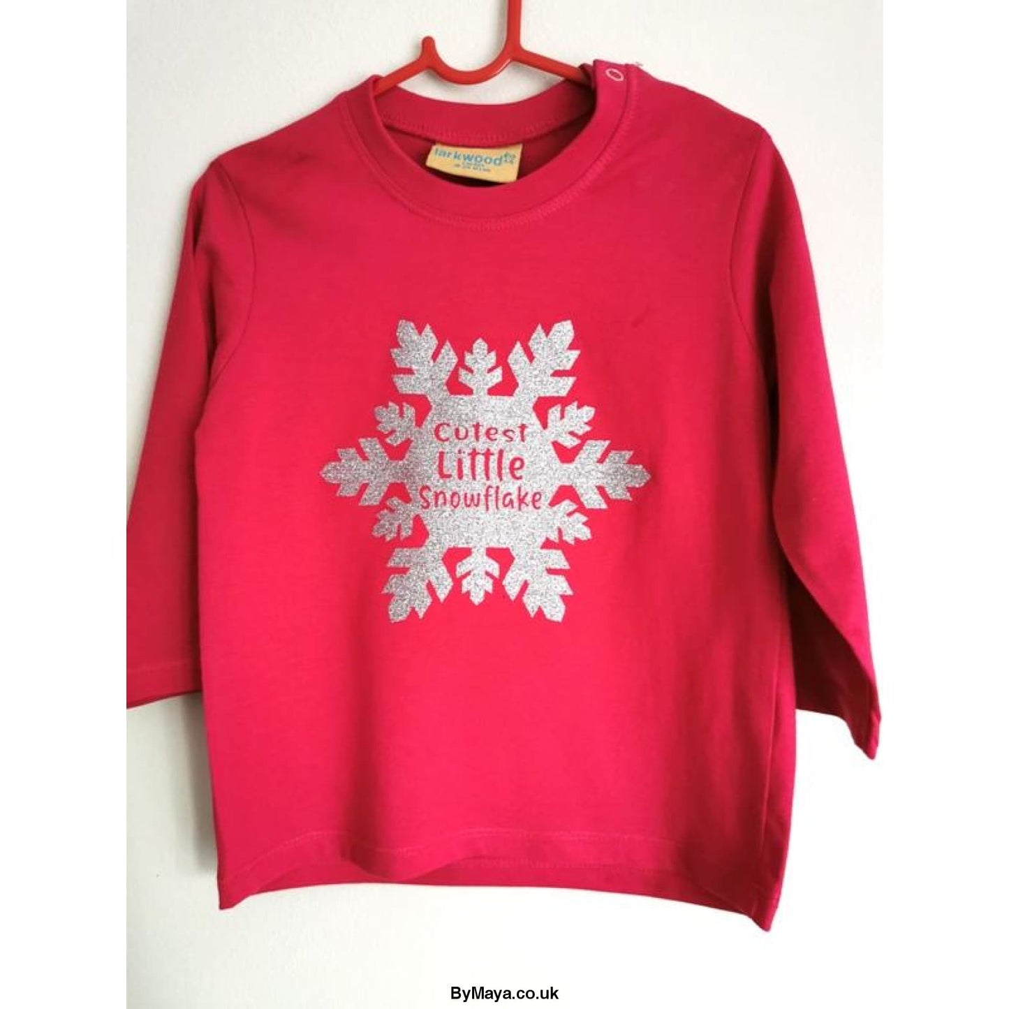 Cutest Little Snowflake Christmas Personalised Message on a Long Sleeve infant T-Shirt - bymaya.co.uk
