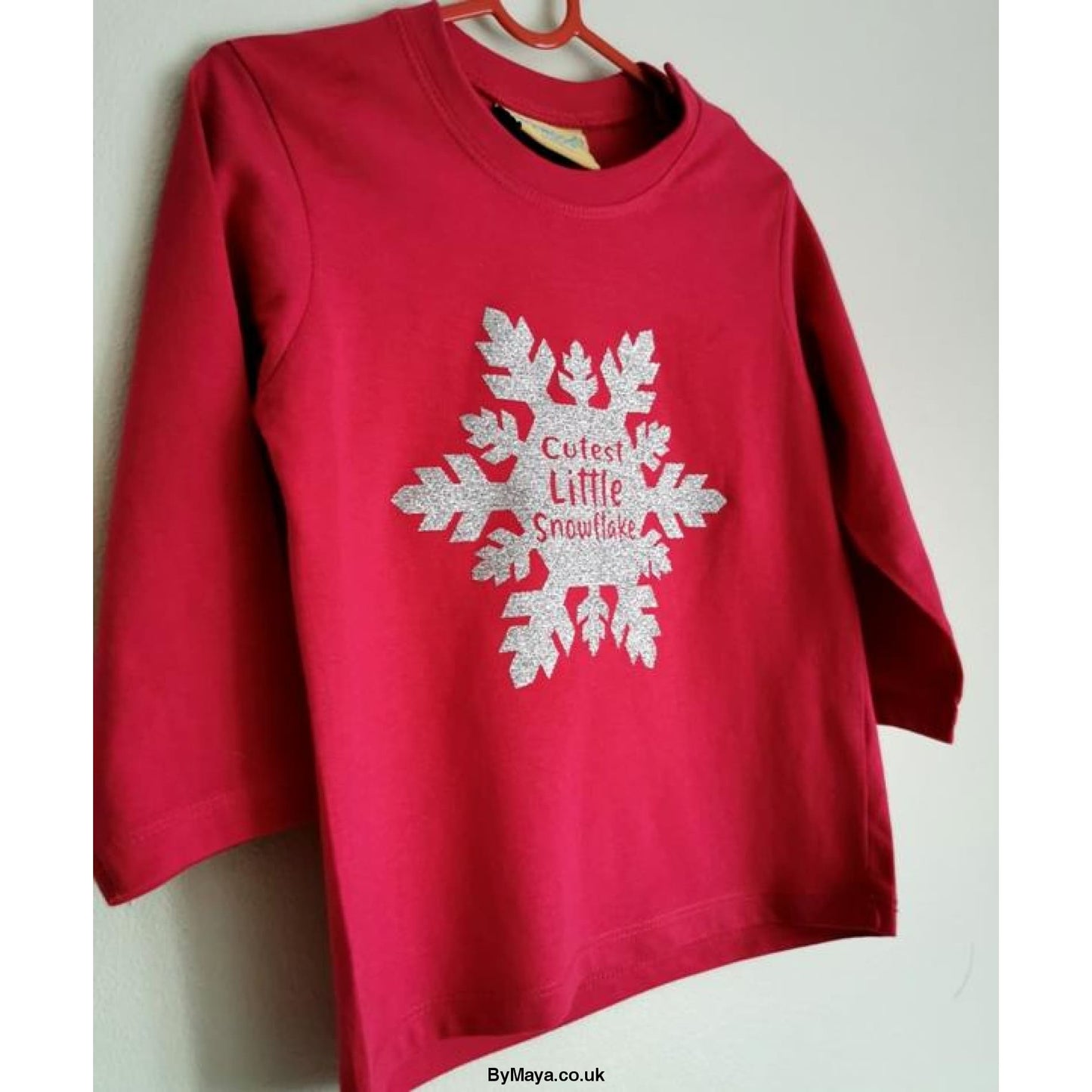 Cutest Little Snowflake Christmas Personalised Message on a Long Sleeve infant T-Shirt - bymaya.co.uk