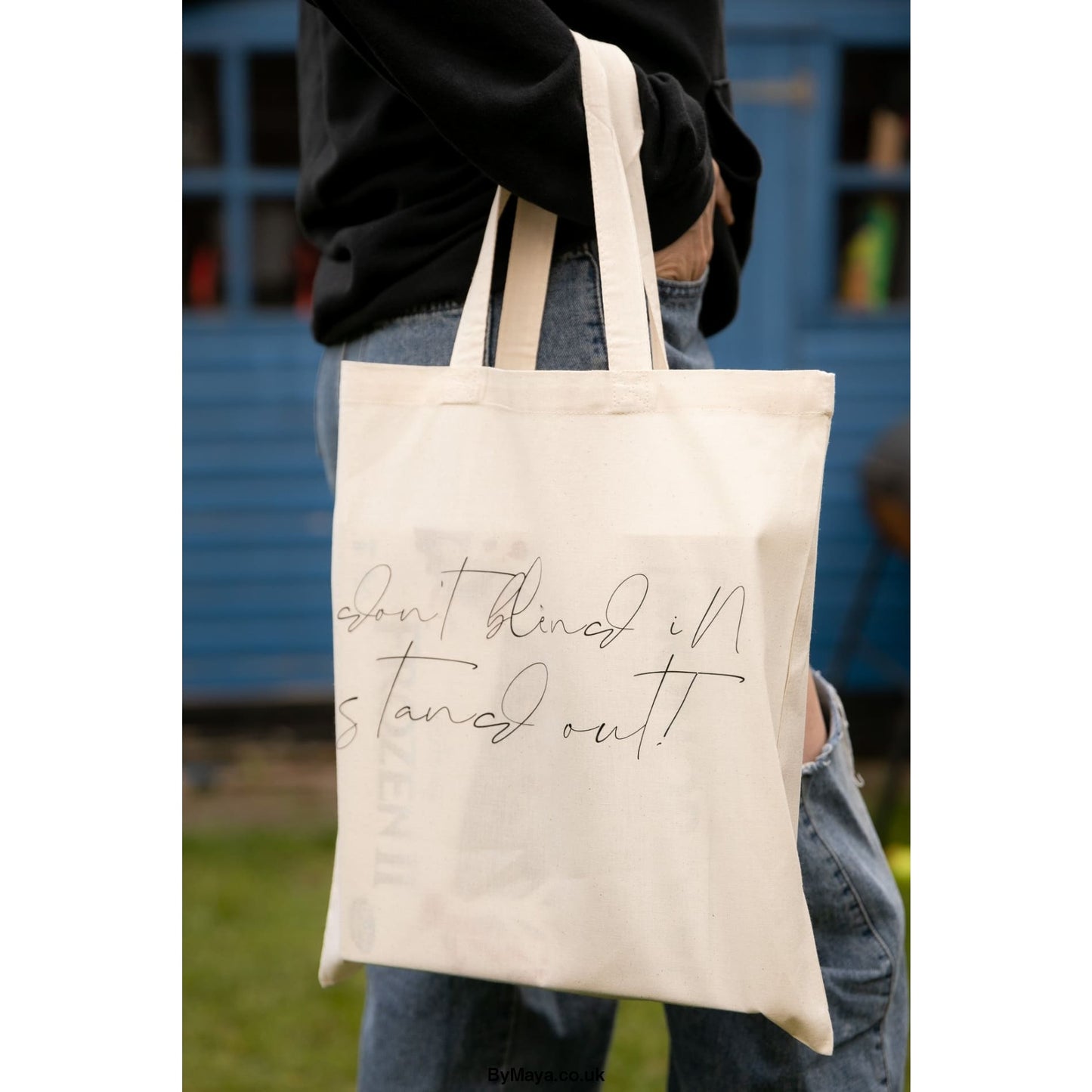 Don't Blend in Stand Out! Premium Cotton Bag For Life Personalised Natural Colour - bymaya.co.uk