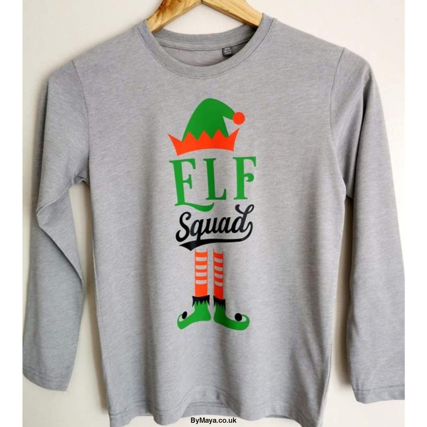 Elf Squad Personalised Message on a Long Sleeve HD T-Shirt for Kids - bymaya.co.uk
