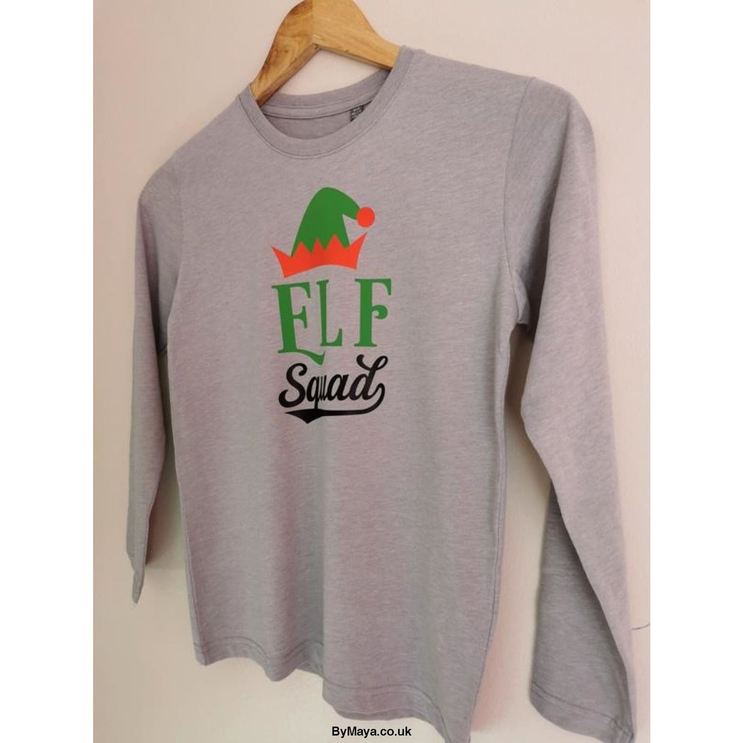 Elf Squad Personalised Message on a Long Sleeve HD T-Shirt for Kids - bymaya.co.uk
