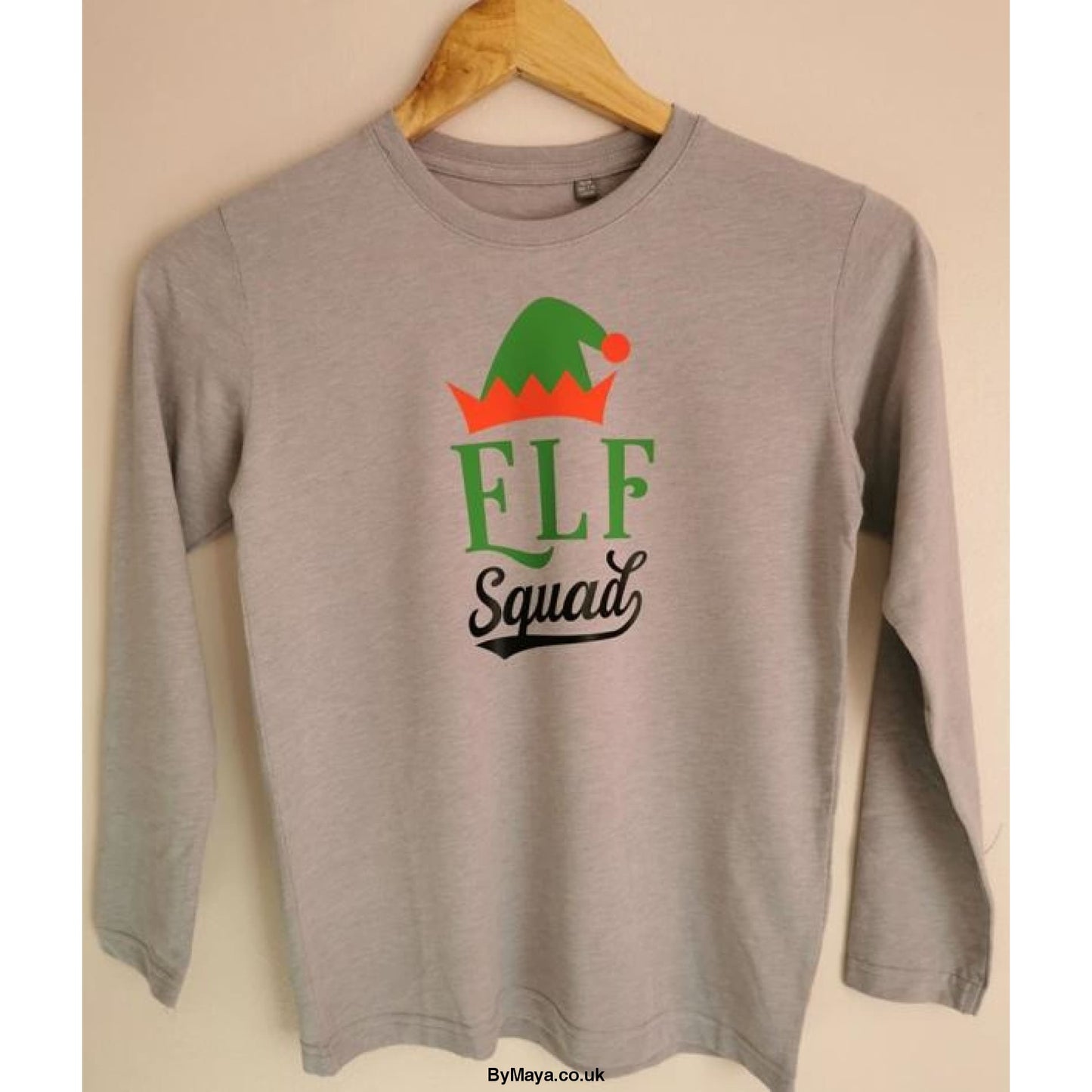Elf Squad Personalised Message on a Long Sleeve HD T-Shirt for Kids - bymaya.co.uk