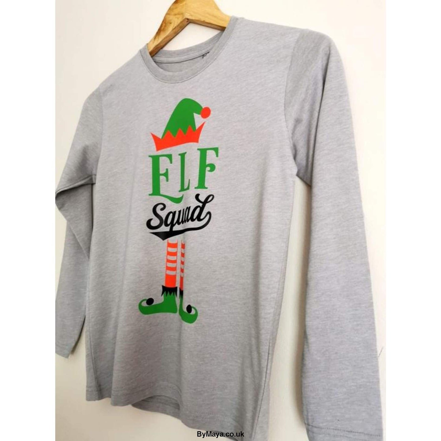 Elf Squad Personalised Message on a Long Sleeve HD T-Shirt for Kids - bymaya.co.uk
