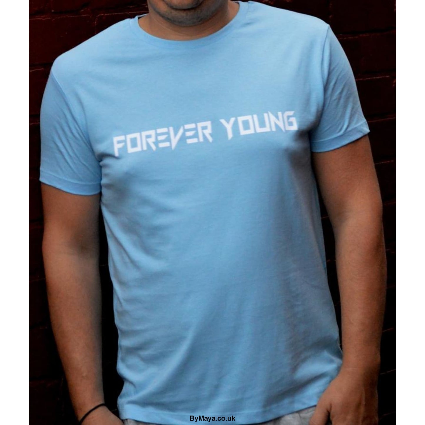 FOREVER YOUNG Personalised text on a Ethically Made Organic