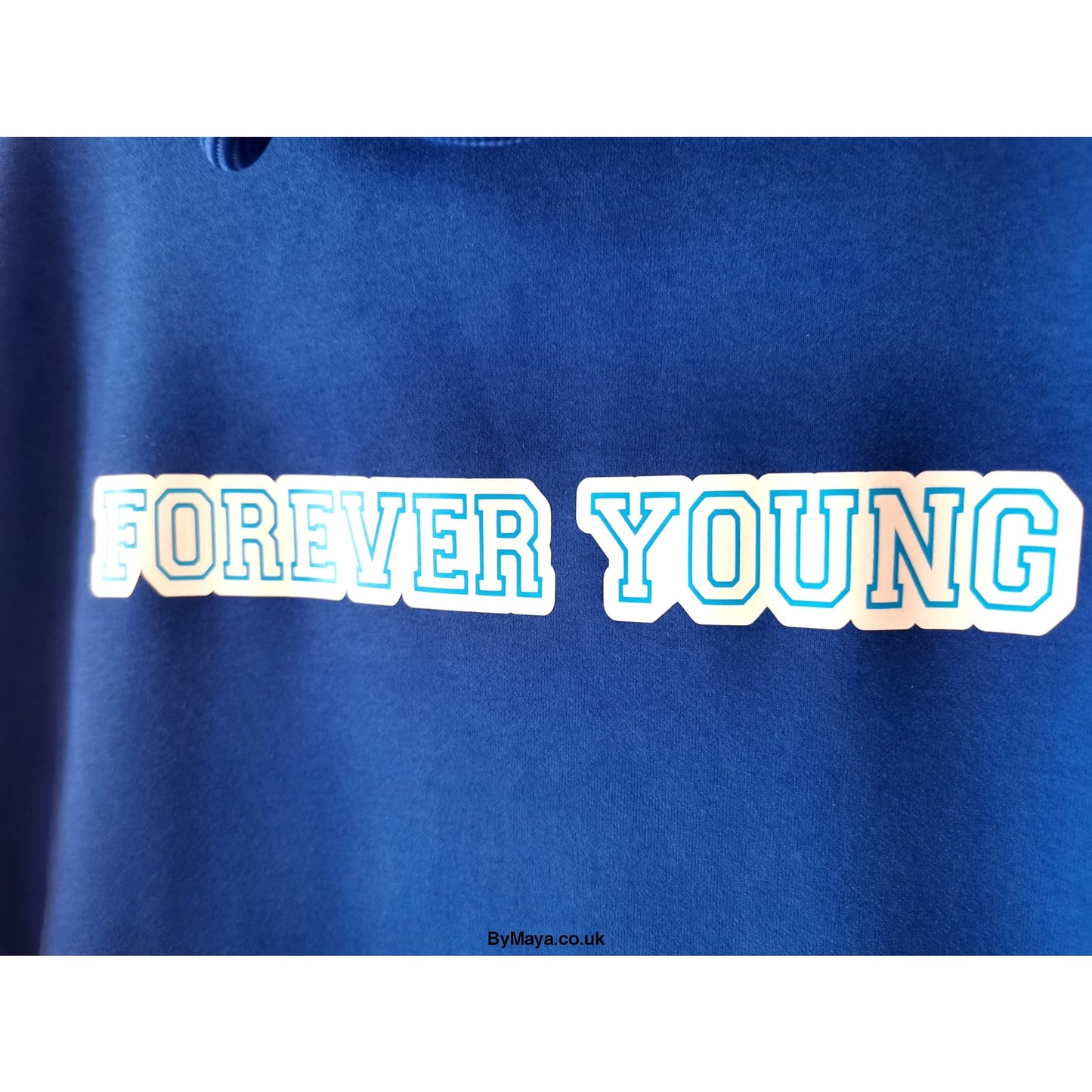 Forever Young Personalised text on a Organic Cotton Drop