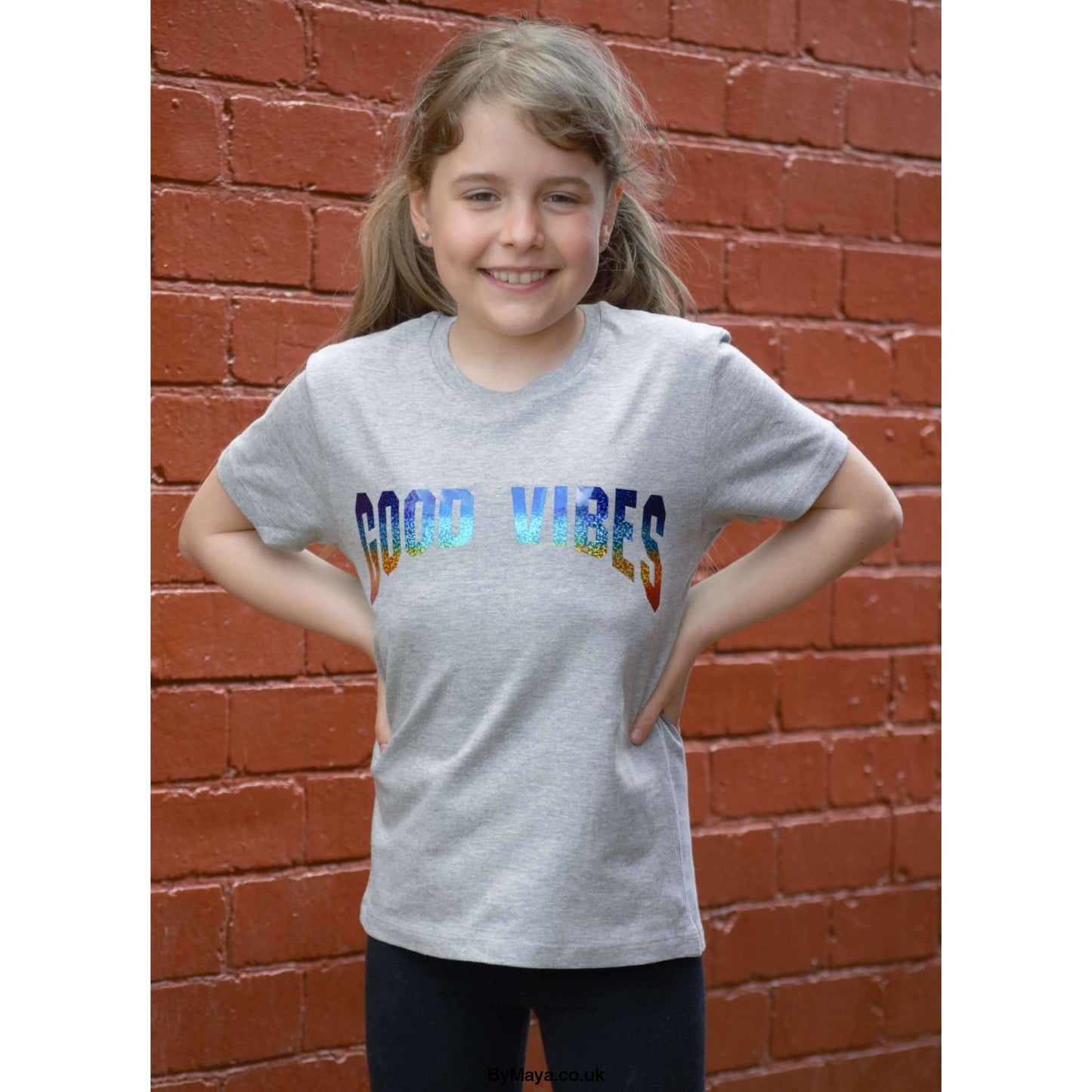 GOOD VIBES kids personalised Organic cotton T-shirt - Girls