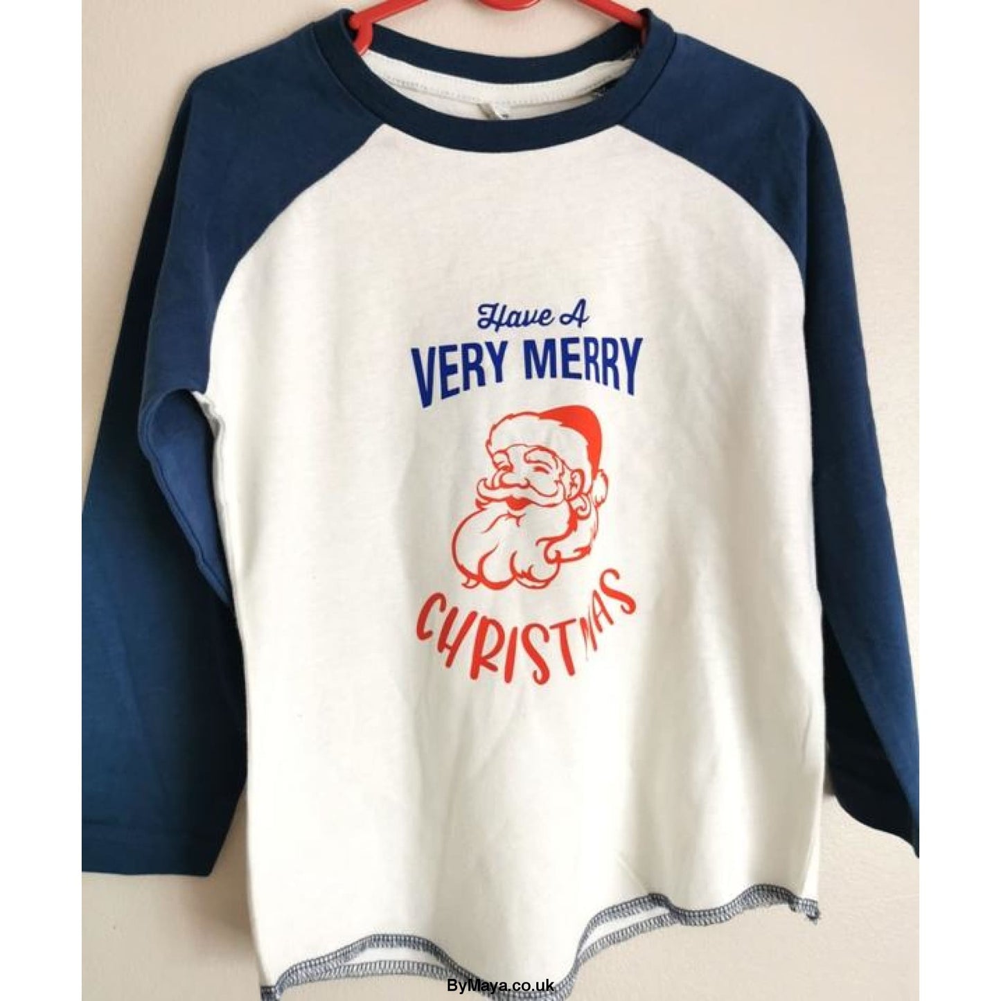 Have a Very Merry Christmas Boys Christmas Personalised Message on a Mini Superstar Baseball T-Shirt - bymaya.co.uk