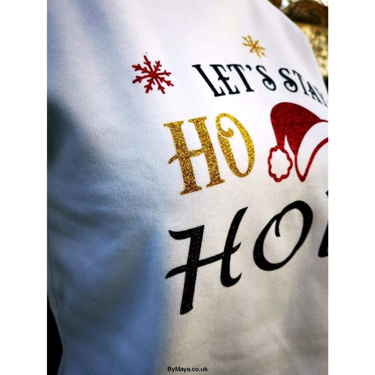 Let's Stay HO HO Home Christmas Personalised Message Unisex Sweat - bymaya.co.uk