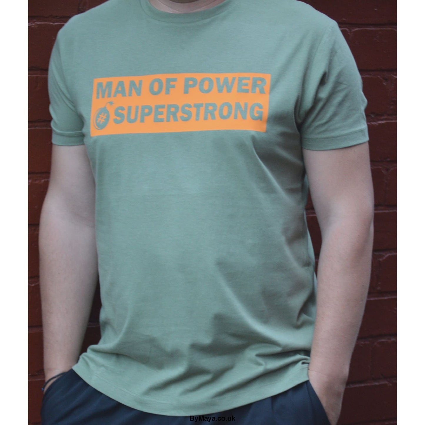 MAN OF POWER #SUPERSTRONG Personalised Message on an Organic cotton T-shirt - bymaya.co.uk