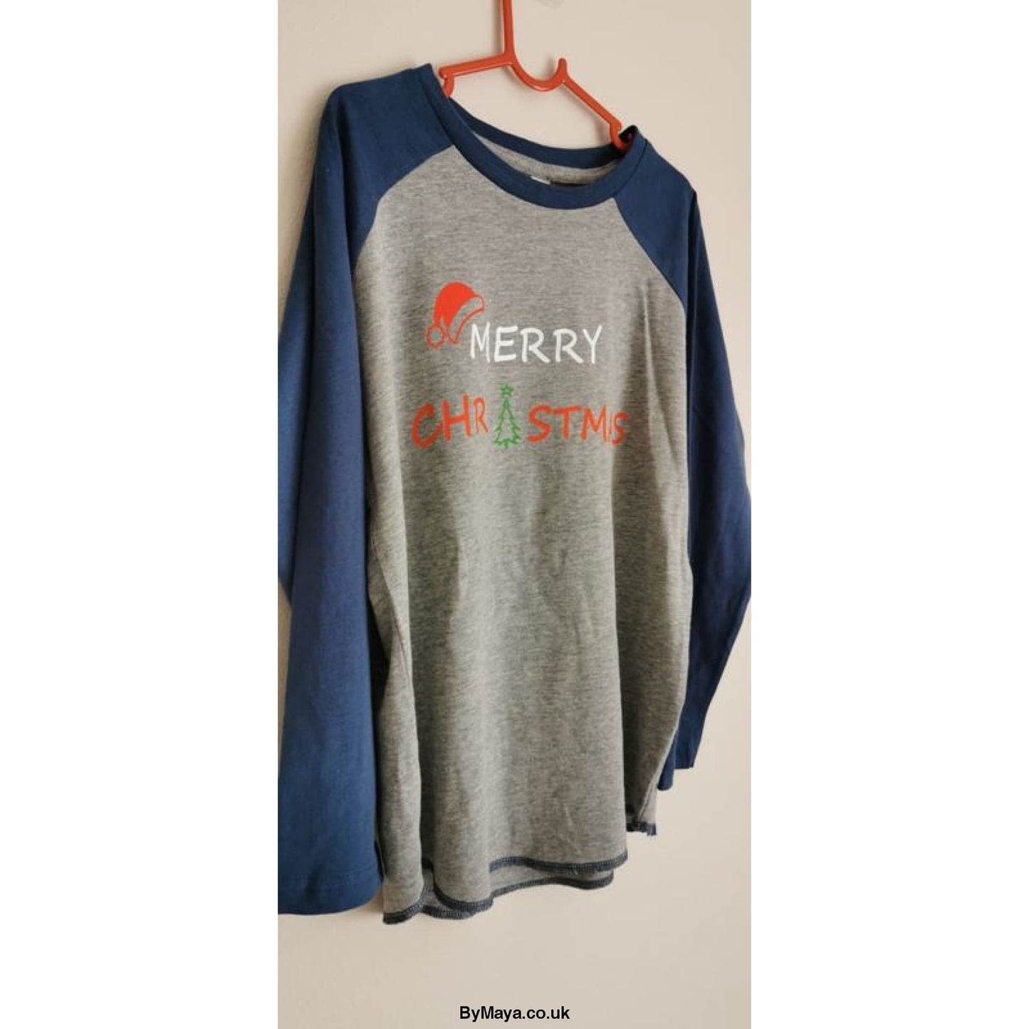 Merry Christmas Boys Christmas Personalised Message on a Mini Superstar Baseball T-Shirt - bymaya.co.uk