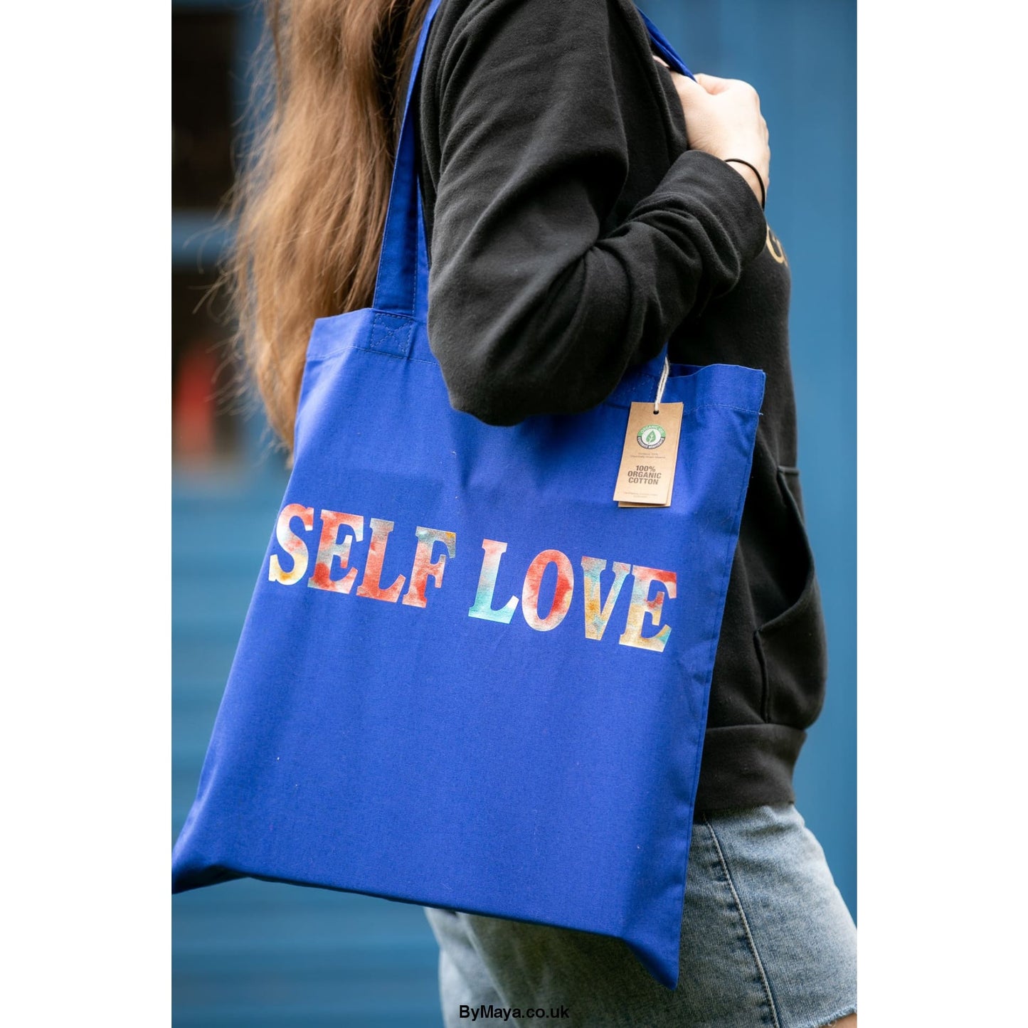 Self Love personalised message on a Organic Premium Cotton Tote - bymaya.co.uk