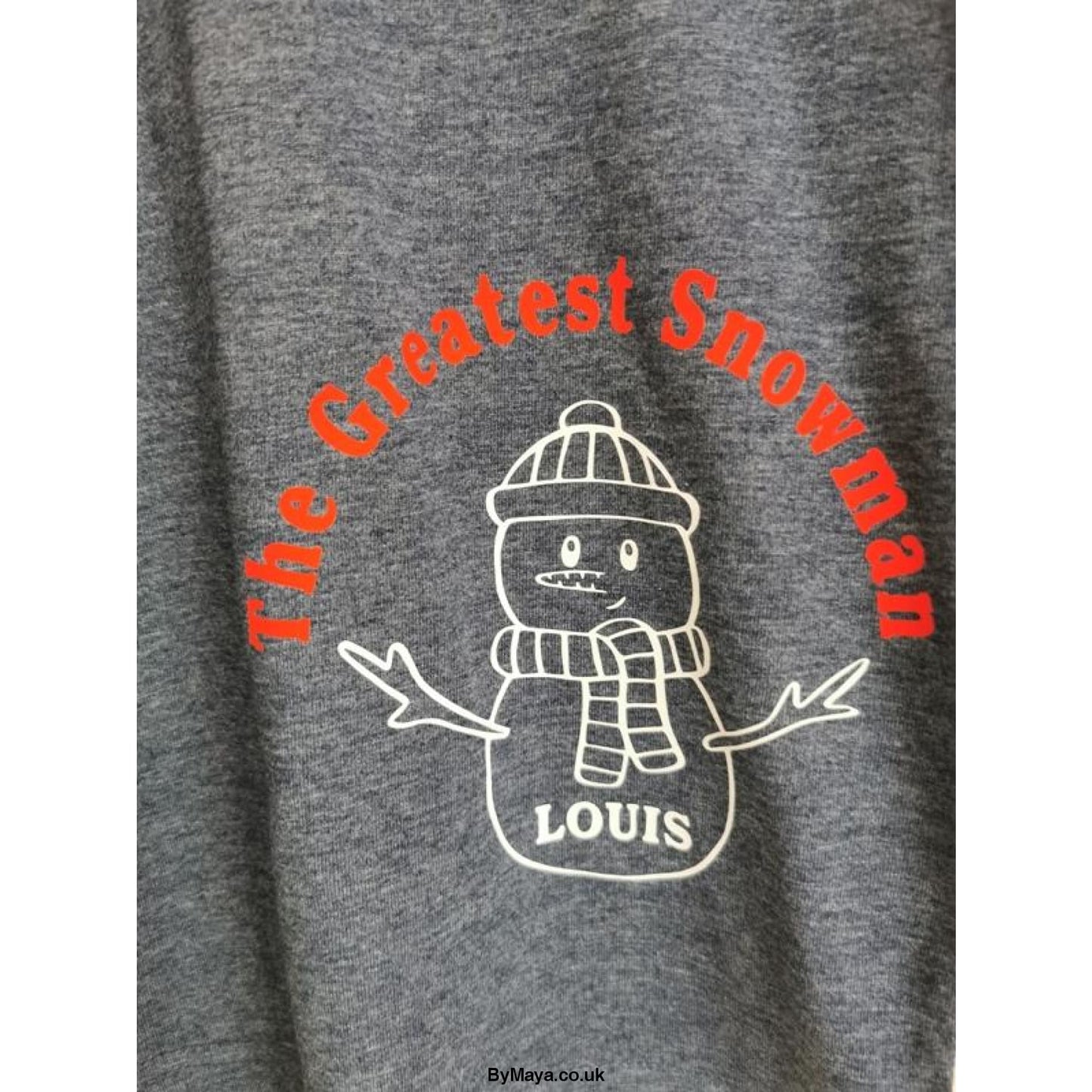 The Greatest Snowman Add your Child Name Personalised Message on a Long Sleeve HD T-Shirt - bymaya.co.uk