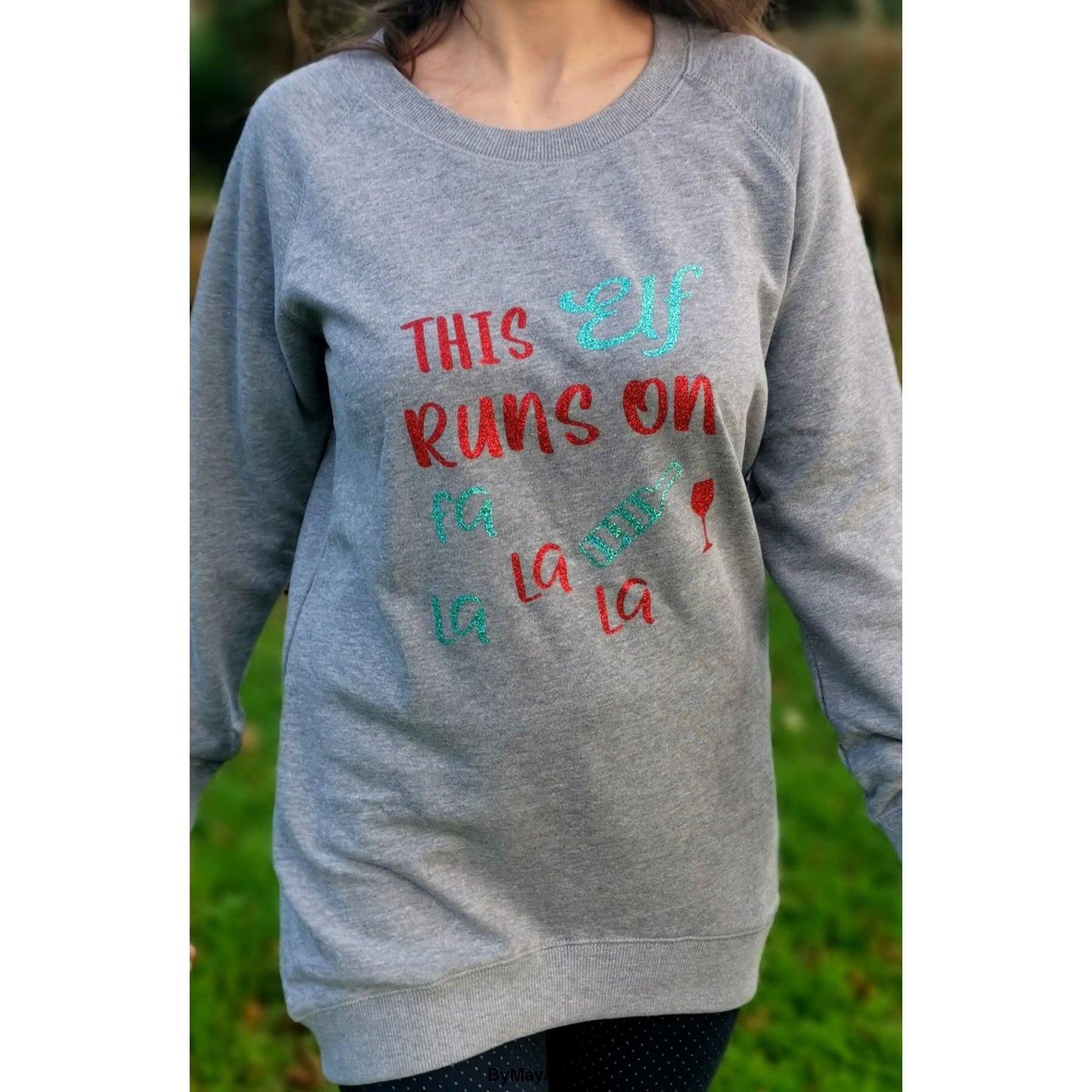 This Elf runs on FA LA LA LA Funny Christmas Long Sweatshirt
