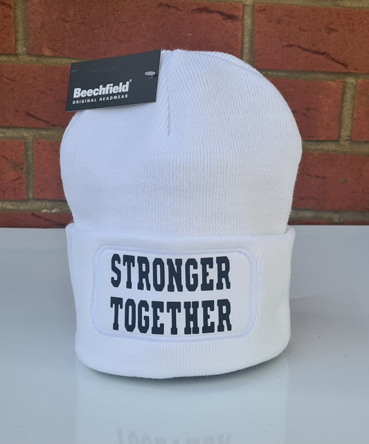 Stronger Together Unisex  White Patch Beanie