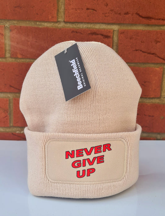 Never Give UP Sand Patch Beanie