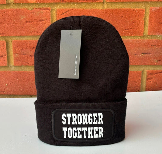 Stronger Together Black Patch Beanie