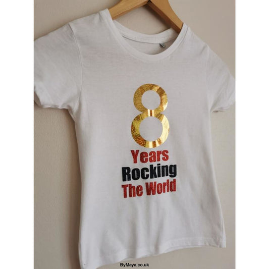 8 Years Rocking The World Birthday T-shirt