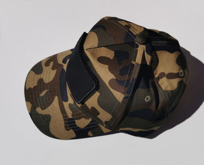 Personalised Camo 5 Panel Cap Removable Patch