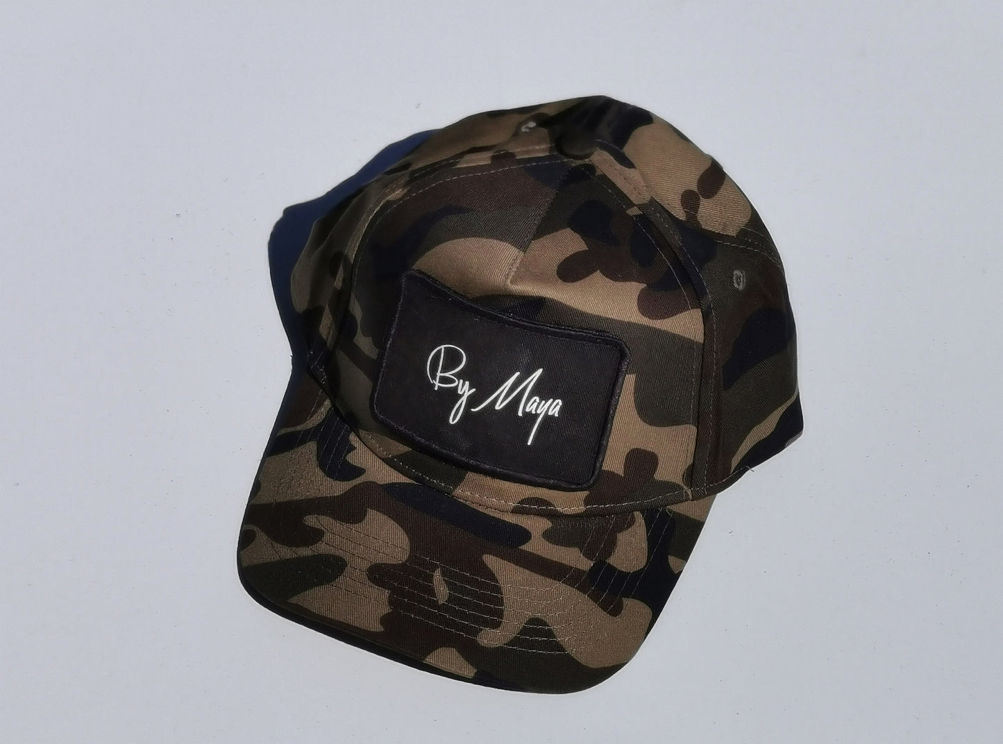 Personalised Camo 5 Panel Cap Removable Patch
