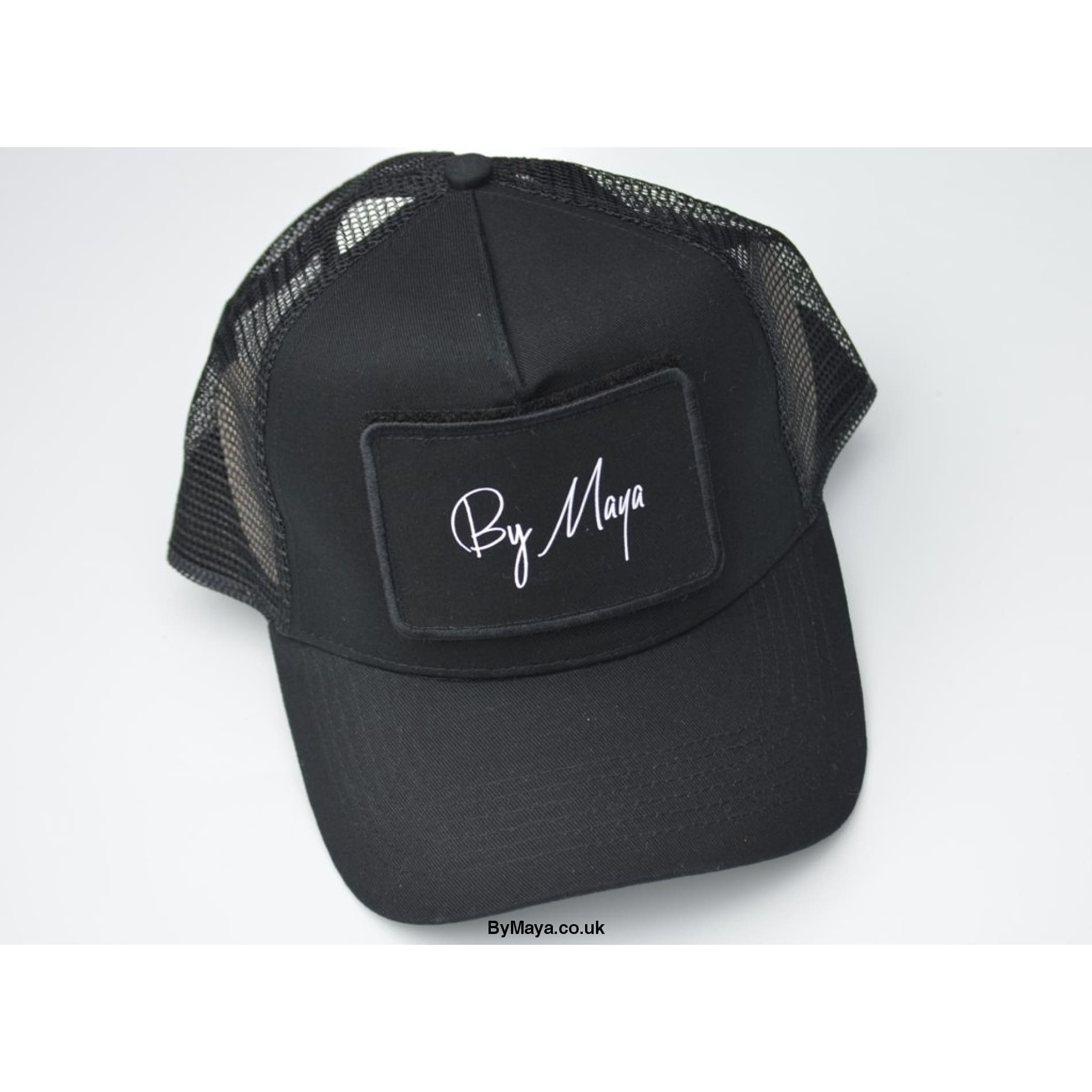 By Maya Logo on a Patch Snapback Trucker Cap Black - Men’s 
