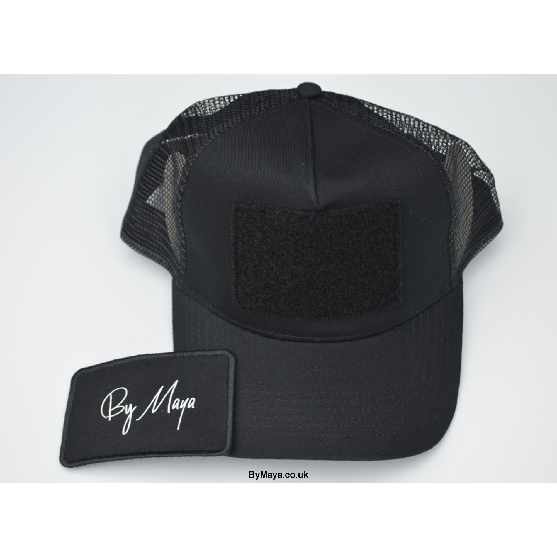 By Maya Logo on a Patch Snapback Trucker Cap Black - Men’s 