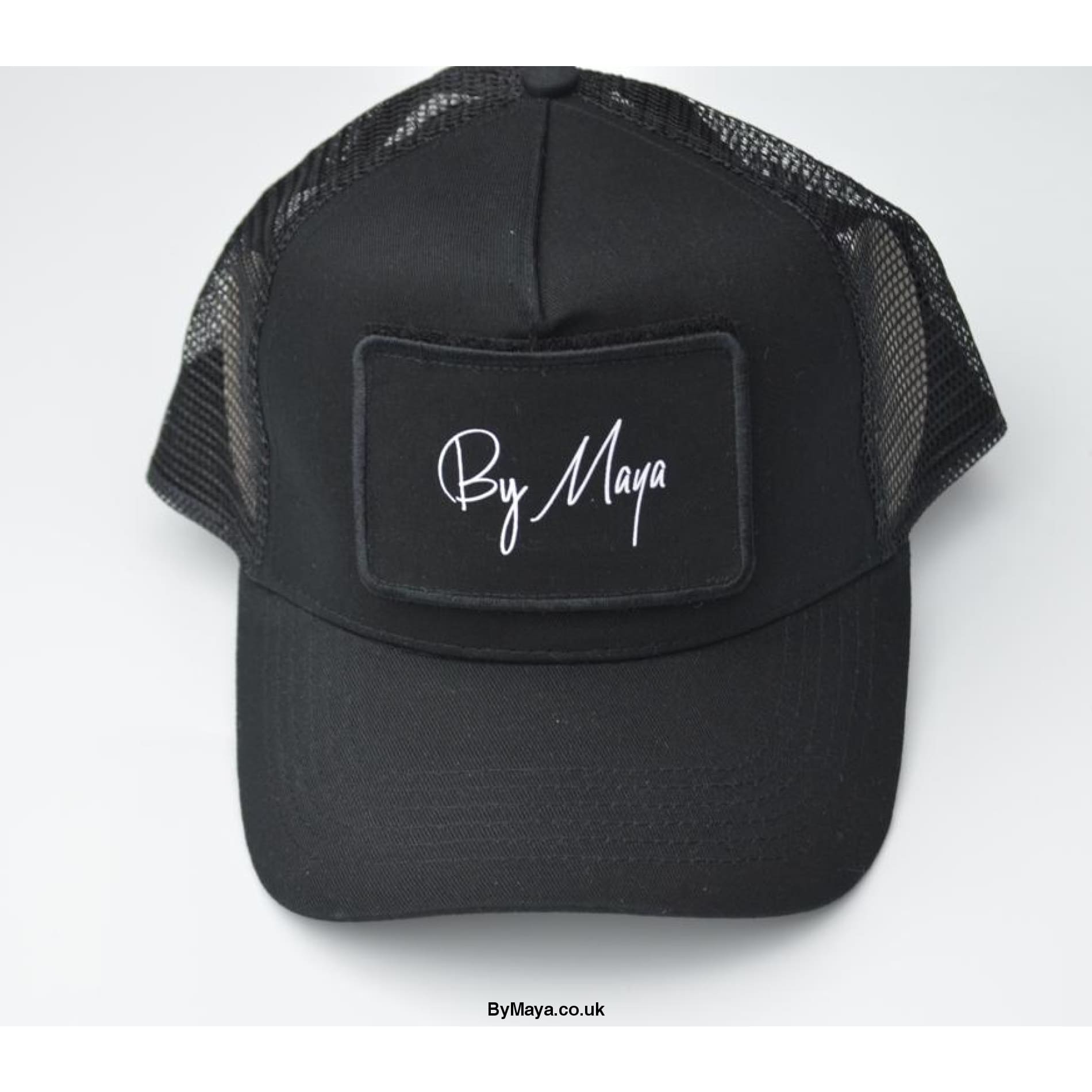 By Maya Logo on a Patch Snapback Trucker Cap Black - Men’s 