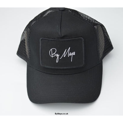 By Maya Logo on a Patch Snapback Trucker Cap Black - Men’s 