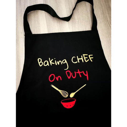 Baking Chef on Duty Personalised Message on a Adult Unisex Apron - bymaya.co.uk