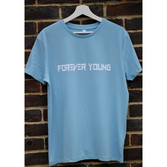 FOREVER YOUNG Personalised text on a Ethically Made Organic 