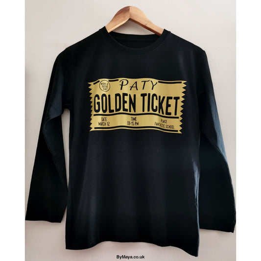 Golden ticket Personalised with your Childs name on a raglan