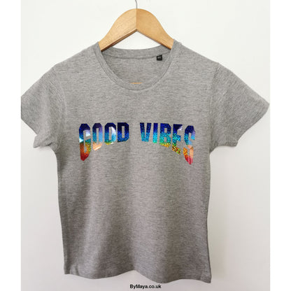 GOOD VIBES kids personalised Organic cotton T-shirt - Girls 