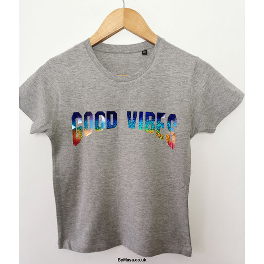 GOOD VIBES kids personalised Organic cotton T-shirt - Girls 
