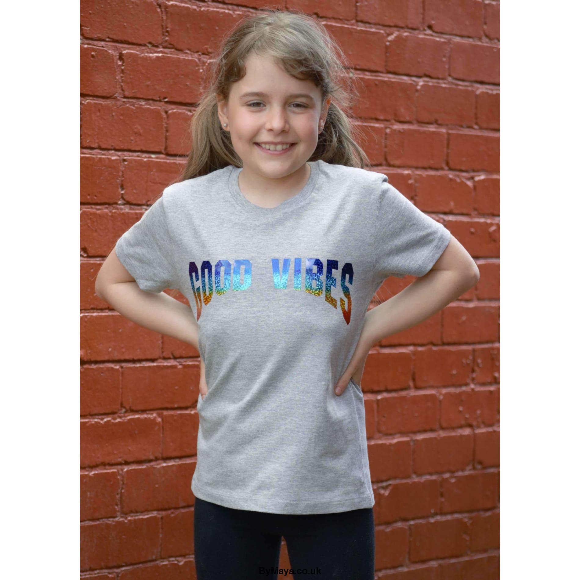 GOOD VIBES kids personalised Organic cotton T-shirt - Girls 