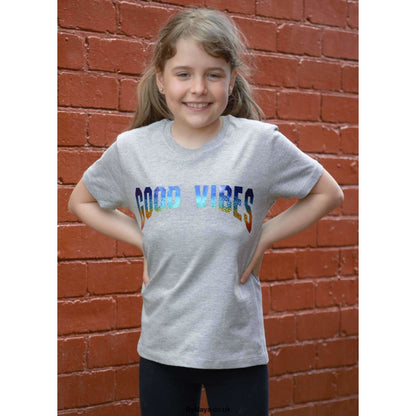 GOOD VIBES kids personalised Organic cotton T-shirt - Girls 