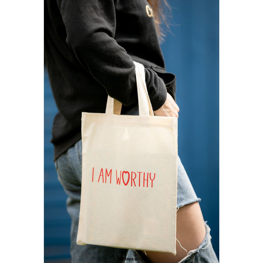 I Am Worthy Personalized Natural Mini Bag For Life - Natural