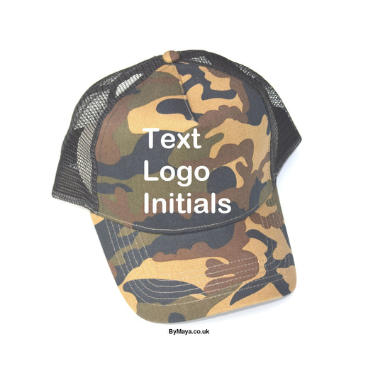 Jungle Camo Snapback Trucker Cap Mesh Rear Panels Personalised - bymaya.co.uk