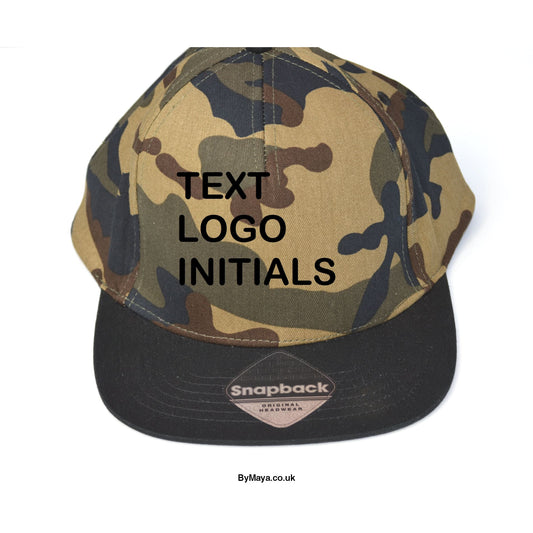 Jungle Camo Snapback Trucker Cap Personalized with your own text! - bymaya.co.uk