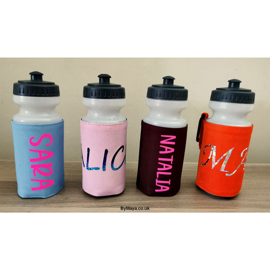 Personalised Bpa Free Water Bottle and Holder with carabiner