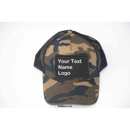 Personalized Message on a Jungle Camo Snapback Trucker Cap -