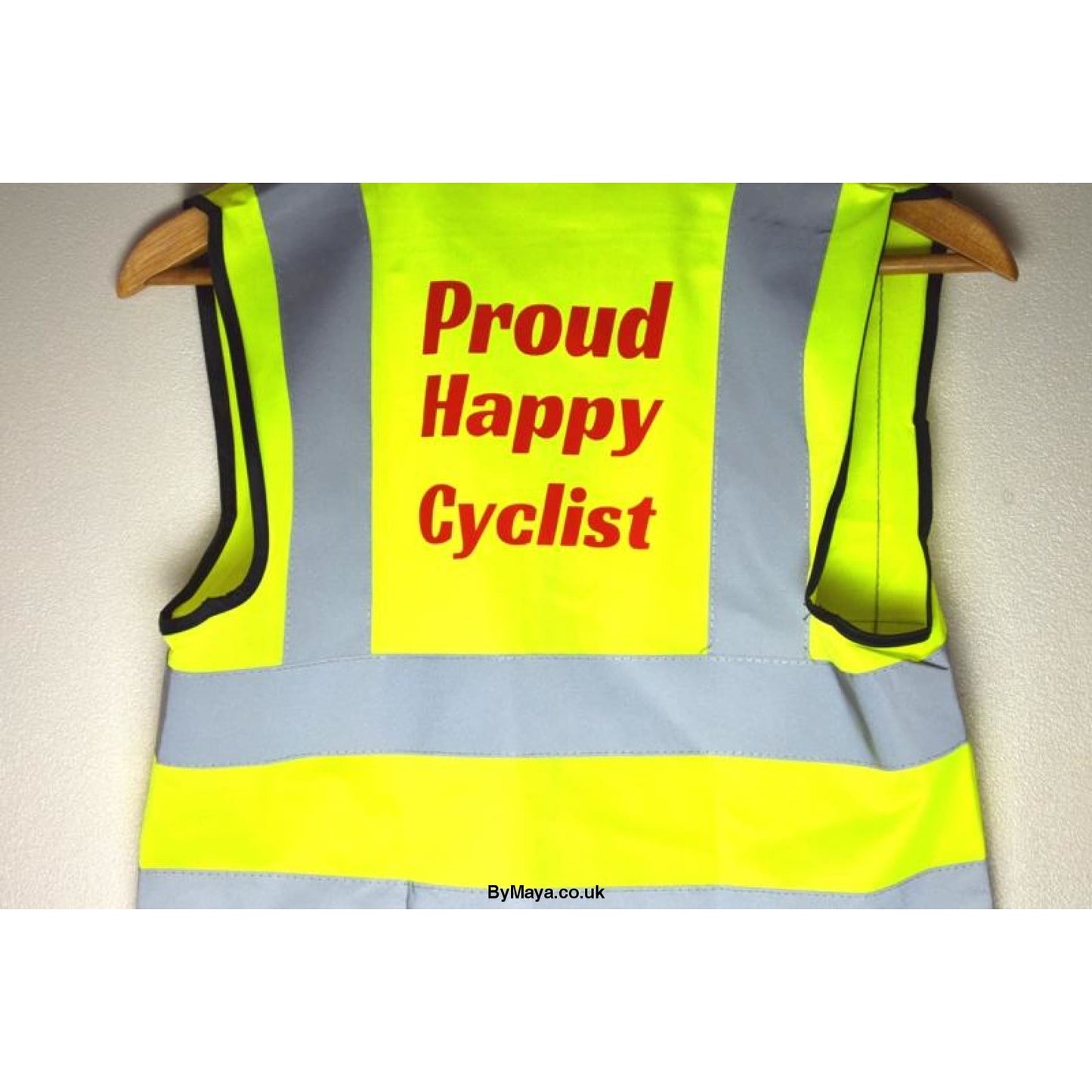 Proud, Happy Cyclist Personalised Hi-vis for children - bymaya.co.uk