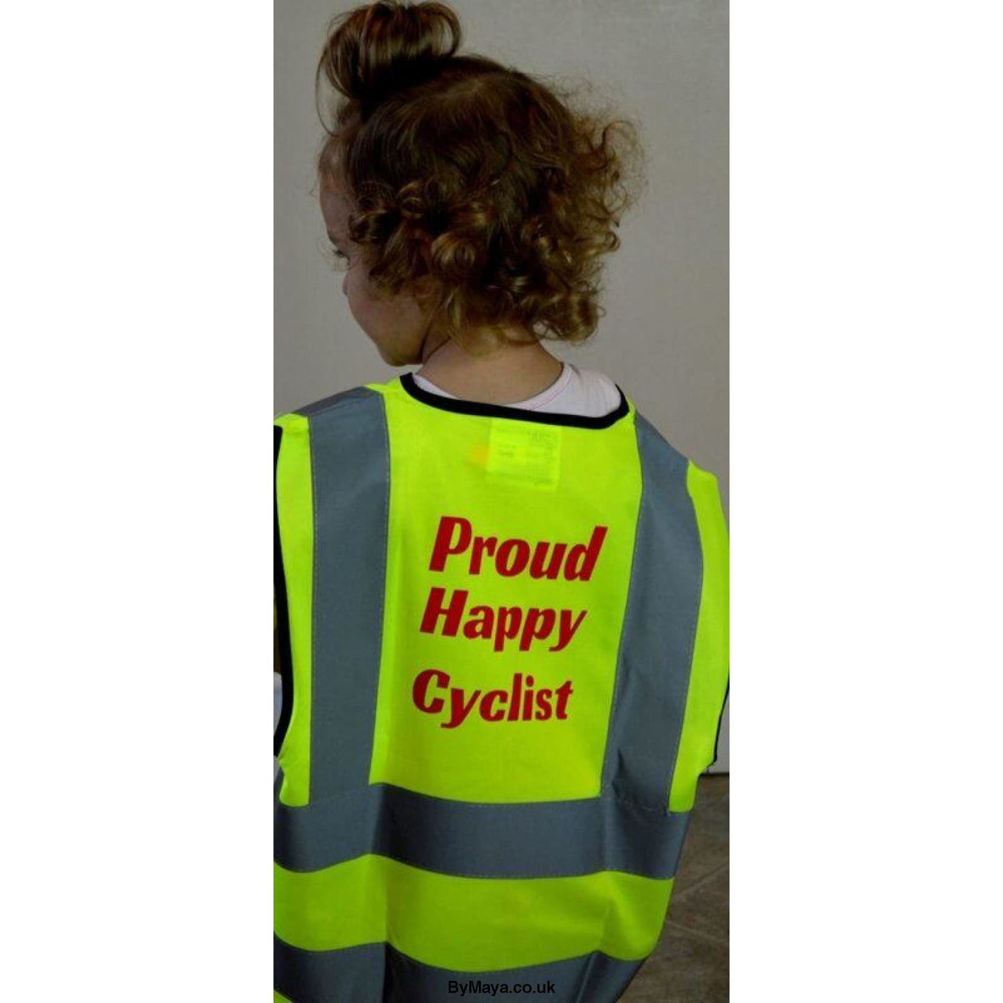 Proud, Happy Cyclist Personalised Hi-vis for children - bymaya.co.uk